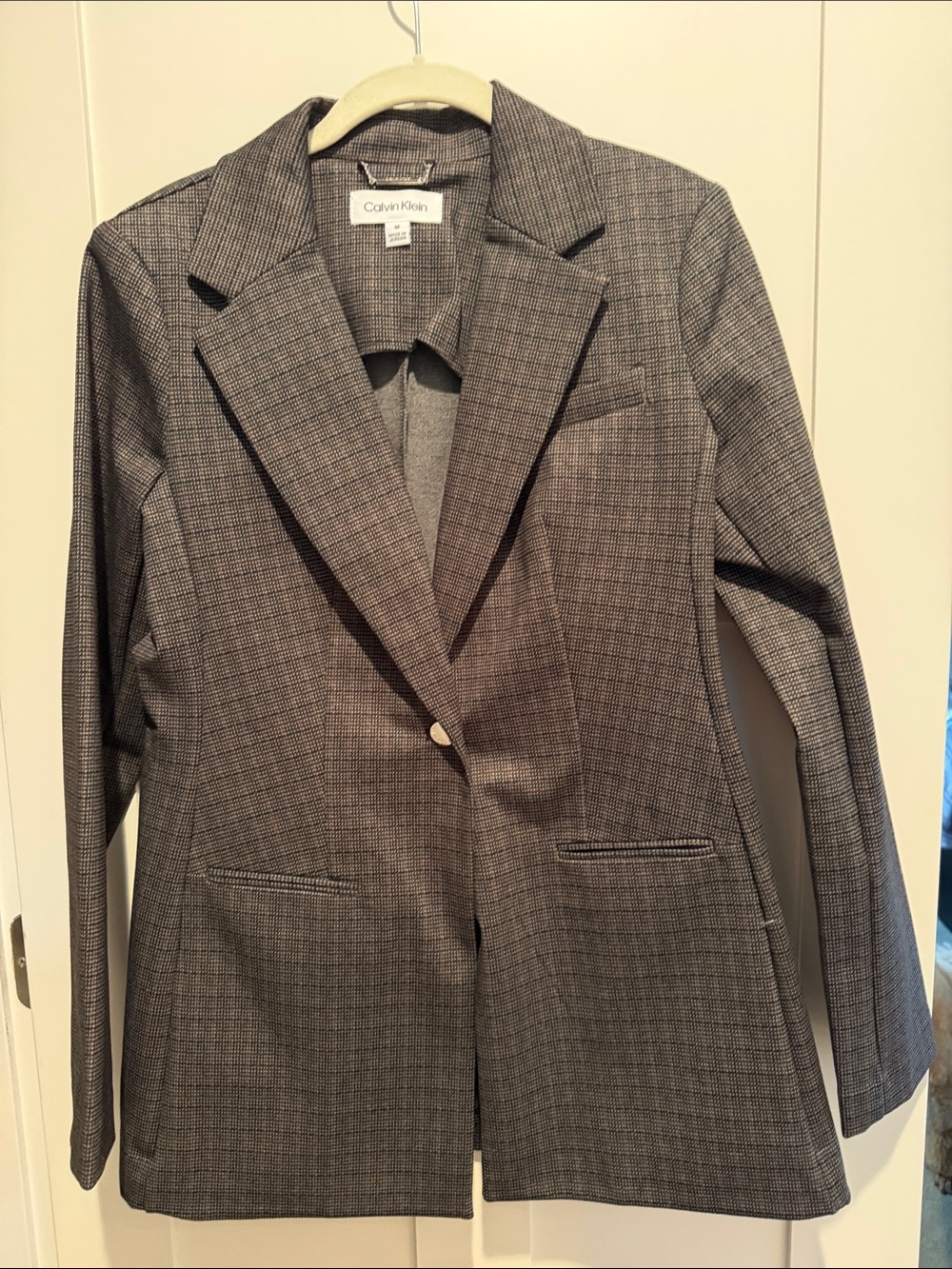 Calvin Klein Women's Gray Glen Plaid Blazer